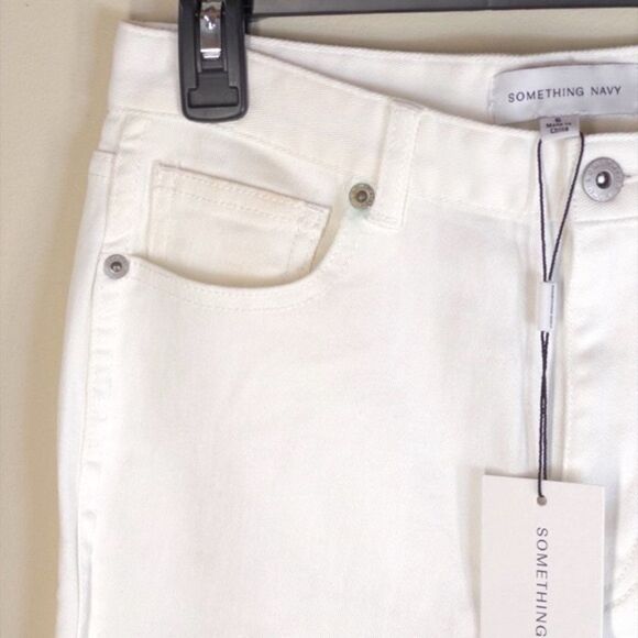 REVOLVE Something Navy Nina Denim Pants with Slit in White Flaws 6 - Picture 5 of 10